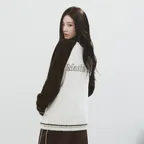 HIGH NECK RAGLAN KNIT ZIP UP FOR WOMEN IN DARK BROWN