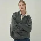 버튼 풀오버 플리스-Gray