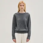 cashmere classic whole garment knitted pullover (charcoal)