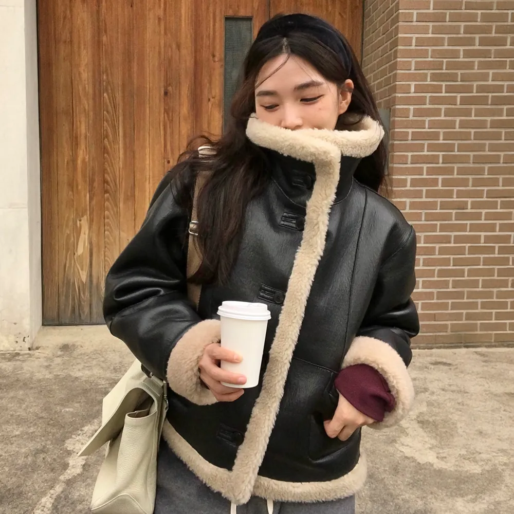 [여울PICK][5차]High neck faux leather wool shearing mustang [FRFA03MU02]_Black