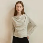 Slim shirring drape t shirts - 3color
