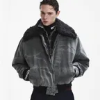WASHED SHEARLING COLLAR BLOUSON CHARCOAL
