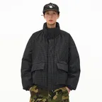 Micro Check Puffer Padding Black