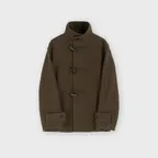 Pure Wool Stand Collar Duffle Coat, Brown