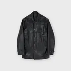 Leather Car Coat, Black