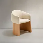 BOSCA 보스카 목재 체어 (베이지 셔닐, 네츄럴)