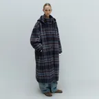 Audrey Hoodie Coat in Navy Check