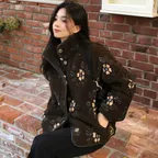 Florence Button Fleece Jacket - Brown