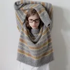 25 Winter_ Grey & Beige Striped Knit Pullover