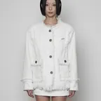 Back- belt Pocket Overfit Tweed Jacket ( WHITE )