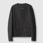 COLLARLESS JACKET TWEED BLACK