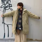 [강은 착용] 어센틱 야상 다운 코트 Light Khaki Beige