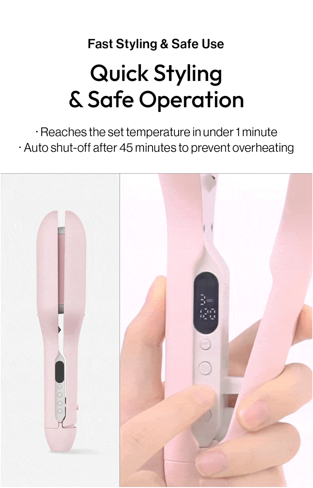 MUSINSA | VODANA Glow Wave Hair Curler 40mm Powder Pink