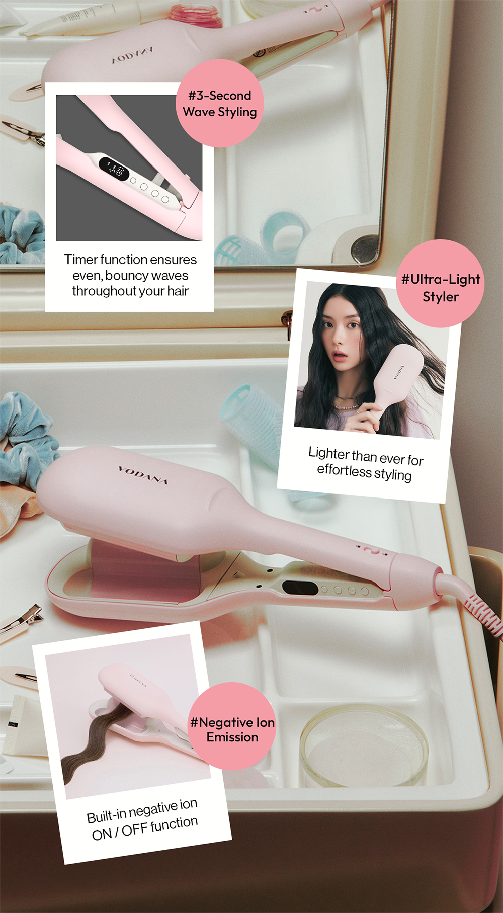 MUSINSA公式 | VODANA グロー ウェーブ カールアイロン 40mm パウダー