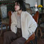 Wool Fog Fur Jacket (Cream)