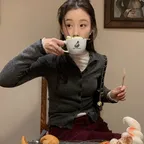 Button knit top_charcoal