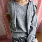 [SET]Essential V Neck Knit & Shawl-7colors