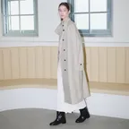 [3rd]High Neck Round Trench Long Coat Beige
