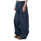 Striped Cinch Back Denim Pants (Blue)