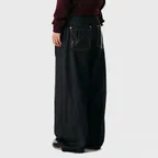 Leather Patch Denim Pants (Black)