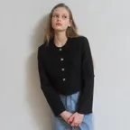 A CROPPED TWEED JACKET_BLACK