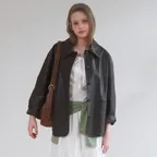 A FAUX LEATHER JACKET_BROWN