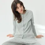 에블린 플라워 여성 잠옷 세트 홈웨어 그레이