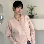 V-Neck Cardigan_L PINK