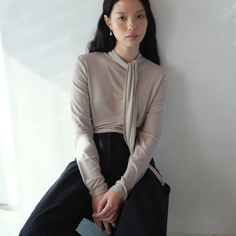 [1st_뉴뉴 PICK] Long Sleeve Tie T-shirts E201_2color