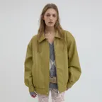 VINTAGE LEATHER BLOUSON JACKET_MUSTARD