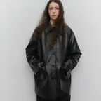 [14th] faux leather half coat_black