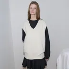 Boucle Knit Vest - Milk Cream