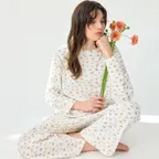 치비 플라워 여성 잠옷 세트 홈웨어