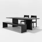 COLUMN TABLE, BENCH+CHAIR SET