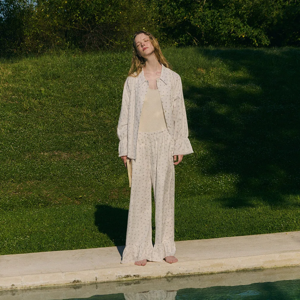 [하트시그널 오영주 PICK] [SET] 005A 블루에트 롱 슬리브 탑 & 롱 팬츠