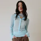 [2차, 4/28 예약배송] See-through Collar T-shirts_Sky Blue