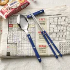 [무료배송] 사브르 비스트로 샤이니 한식 수저 세트 2P 네이비블루