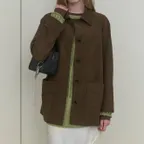 SUEDE SINGLE HALF JACKET_BROWN