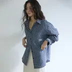 Light Oversized Check Shirts Blue / Black