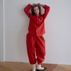 [Unisex] 솔리드 퍼케일 파자마 세트 Essential Red