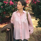 Oversized Plume Shirt-Pink