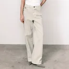 시그니쳐 세미 와이드 데님 팬츠_GREEN BEIGE