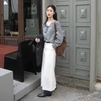 SIST9052 코튼 퍼티그 롱 스커트_White