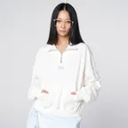 Contrast Zip Half-Neck Oversized Sweatshirt Ivory
