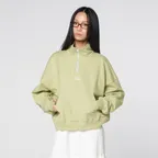 Contrast Zip Half-Neck Oversized Sweatshirt Tender green