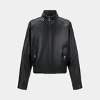HARRINGTON ENGLISH FAUX LEATHER BLOUSON - BLACK