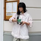 Chouetties by LUCKY CHOUETTE_ Stripe Frill Shirts Blouse (pink) LASAX26310PIL