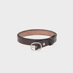Round Buckle Belt, Brown Silver