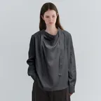tie button blouse (grey)