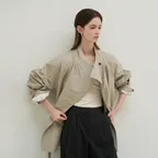 [5th] Gathered raglan half trench (light beige)